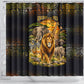 African Wildlife Heart Shower Curtain Safari Sunset Lion Elephant Giraffe Tribal Pattern