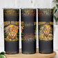 African Wildlife Heart Skinny Tumbler Safari Sunset Lion Elephant Giraffe Tribal Pattern