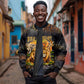 African Wildlife Heart Sleeve Zip Bomber Jacket Safari Sunset Lion Elephant Giraffe Tribal Pattern