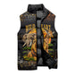 African Wildlife Heart Sleeveless Puffer Jacket Safari Sunset Lion Elephant Giraffe Tribal Pattern
