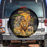 African Wildlife Heart Spare Tire Cover Safari Sunset Lion Elephant Giraffe Tribal Pattern