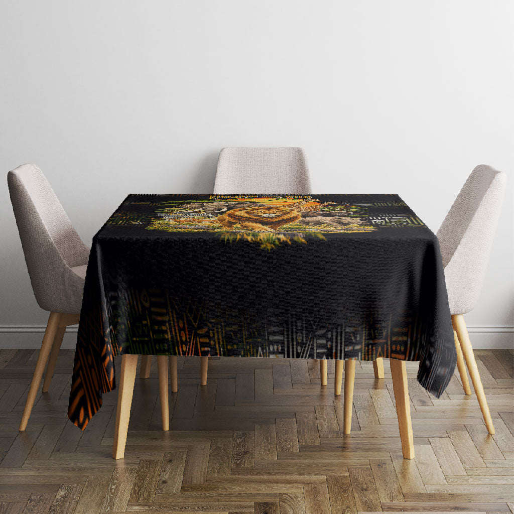 African Wildlife Heart Tablecloth Safari Sunset Lion Elephant Giraffe Tribal Pattern