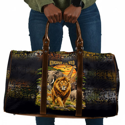 African Wildlife Heart Travel Bag Safari Sunset Lion Elephant Giraffe Tribal Pattern