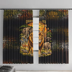 African Wildlife Heart Window Curtain Safari Sunset Lion Elephant Giraffe Tribal Pattern