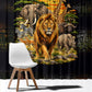 African Wildlife Heart Window Curtain Safari Sunset Lion Elephant Giraffe Tribal Pattern