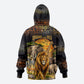 African Wildlife Heart Zip Hoodie Safari Sunset Lion Elephant Giraffe Tribal Pattern