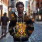 African Wildlife Heart Zip Hoodie Safari Sunset Lion Elephant Giraffe Tribal Pattern