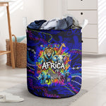 African Wildlife Born Wild Laundry Basket Colorful Graffiti Street Art - Tribal Safari Lion Elephant
