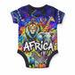 African Wildlife Born Wild Baby Onesie Colorful Graffiti Street Art - Tribal Safari Lion Elephant