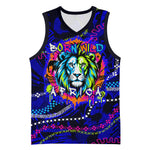 African Wildlife Born Wild Basketball Jersey Colorful Graffiti Street Art - Tribal Safari Lion Elephant