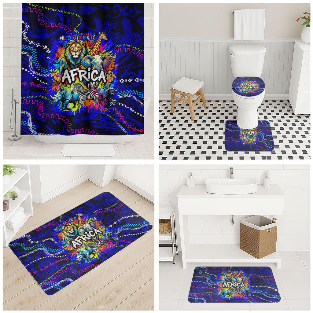 African Wildlife Born Wild Bathroom Set Colorful Graffiti Street Art ...