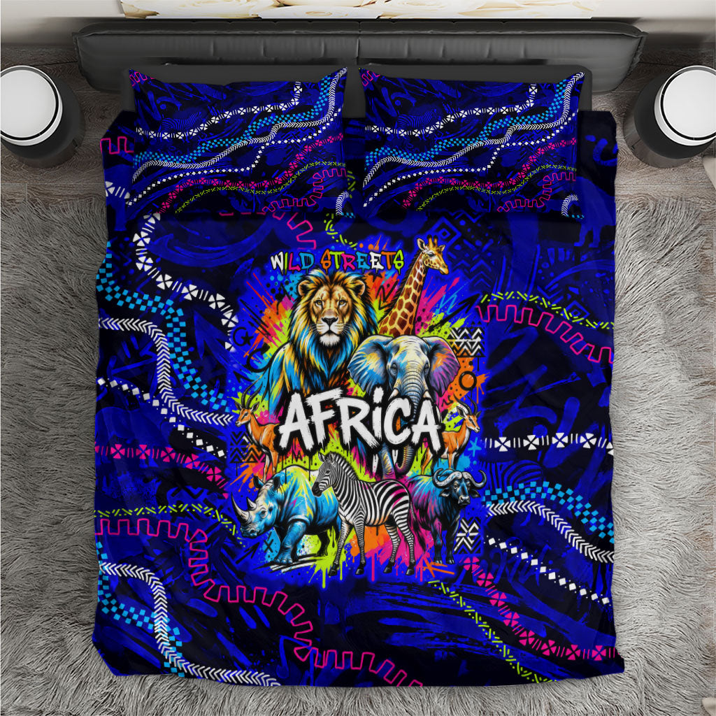African Wildlife Born Wild Bedding Set Colorful Graffiti Street Art ...