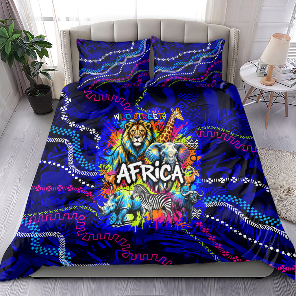 African Wildlife Born Wild Bedding Set Colorful Graffiti Street Art ...