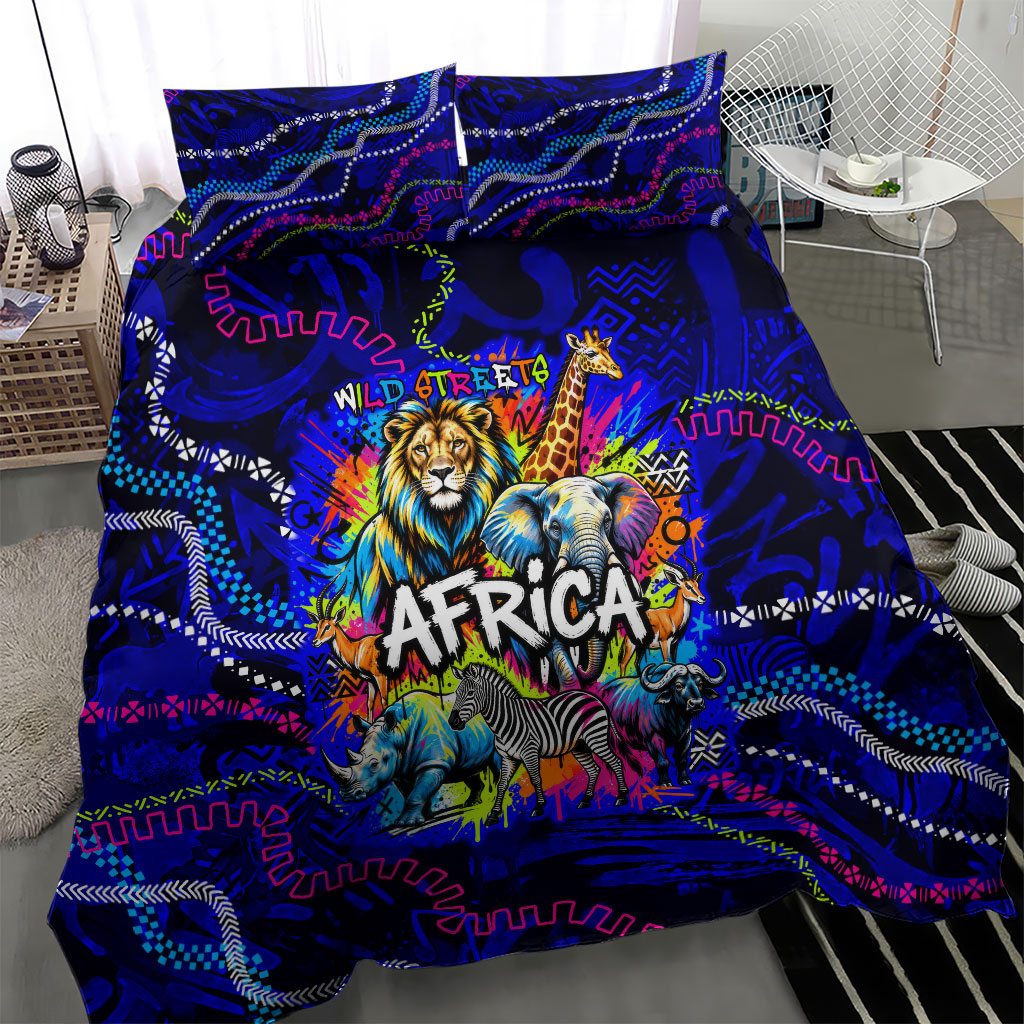 African Wildlife Born Wild Bedding Set Colorful Graffiti Street Art ...