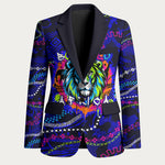 African Wildlife Born Wild Blazer Colorful Graffiti Street Art - Tribal Safari Lion Elephant