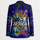 African Wildlife Born Wild Blazer Colorful Graffiti Street Art - Tribal Safari Lion Elephant