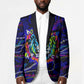 African Wildlife Born Wild Blazer Colorful Graffiti Street Art - Tribal Safari Lion Elephant