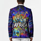 African Wildlife Born Wild Blazer Colorful Graffiti Street Art - Tribal Safari Lion Elephant