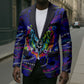 African Wildlife Born Wild Blazer Colorful Graffiti Street Art - Tribal Safari Lion Elephant