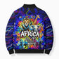 African Wildlife Born Wild Bomber Puffer Jacket Colorful Graffiti Street Art - Tribal Safari Lion Elephant