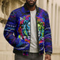 African Wildlife Born Wild Bomber Puffer Jacket Colorful Graffiti Street Art - Tribal Safari Lion Elephant