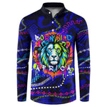 African Wildlife Born Wild Button Sweatshirt Colorful Graffiti Street Art - Tribal Safari Lion Elephant