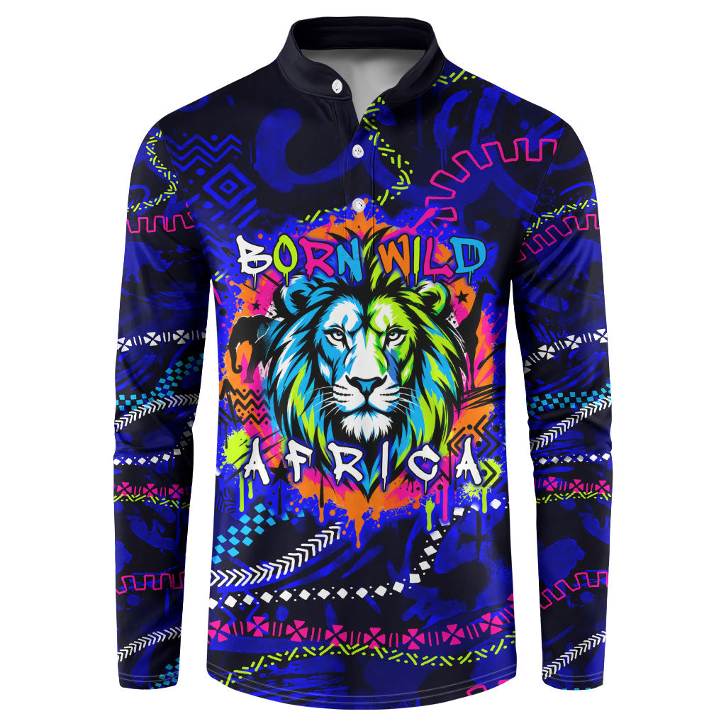 African Wildlife Born Wild Button Sweatshirt Colorful Graffiti Street ...