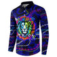 African Wildlife Born Wild Button Sweatshirt Colorful Graffiti Street Art - Tribal Safari Lion Elephant