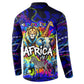 African Wildlife Born Wild Button Sweatshirt Colorful Graffiti Street Art - Tribal Safari Lion Elephant