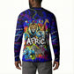 African Wildlife Born Wild Button Sweatshirt Colorful Graffiti Street Art - Tribal Safari Lion Elephant