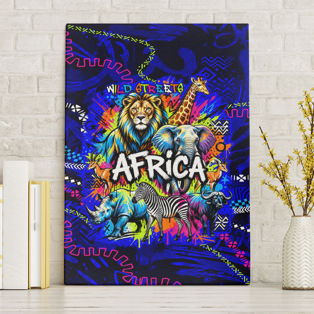 African Wildlife Born Wild Canvas Wall Art Colorful Graffiti Street Art ...