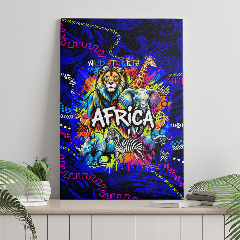 African Wildlife Born Wild Canvas Wall Art Colorful Graffiti Street Art ...