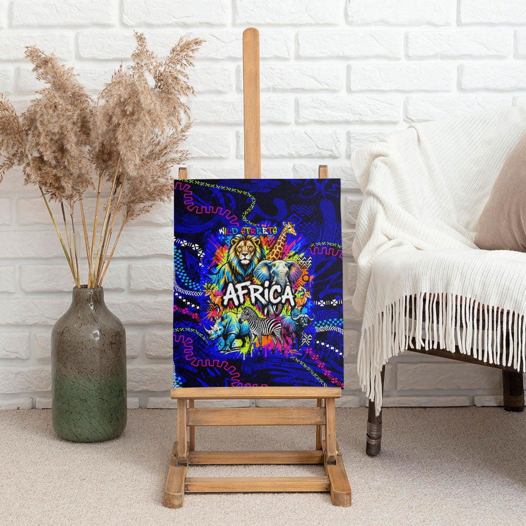 African Wildlife Born Wild Canvas Wall Art Colorful Graffiti Street Art ...