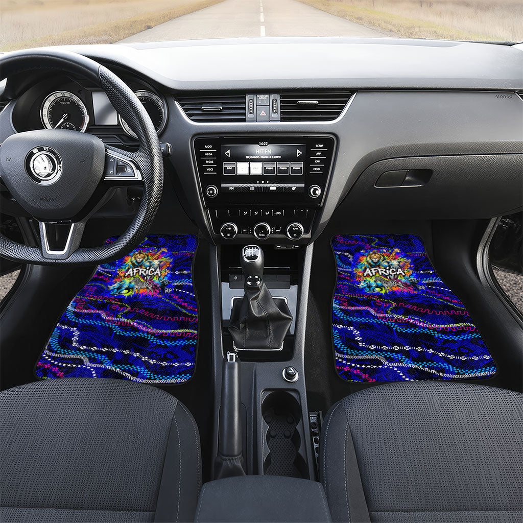 African Wildlife Born Wild Car Mats Colorful Graffiti Street Art - Tribal Safari Lion Elephant