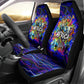 African Wildlife Born Wild Car Seat Cover Colorful Graffiti Street Art - Tribal Safari Lion Elephant