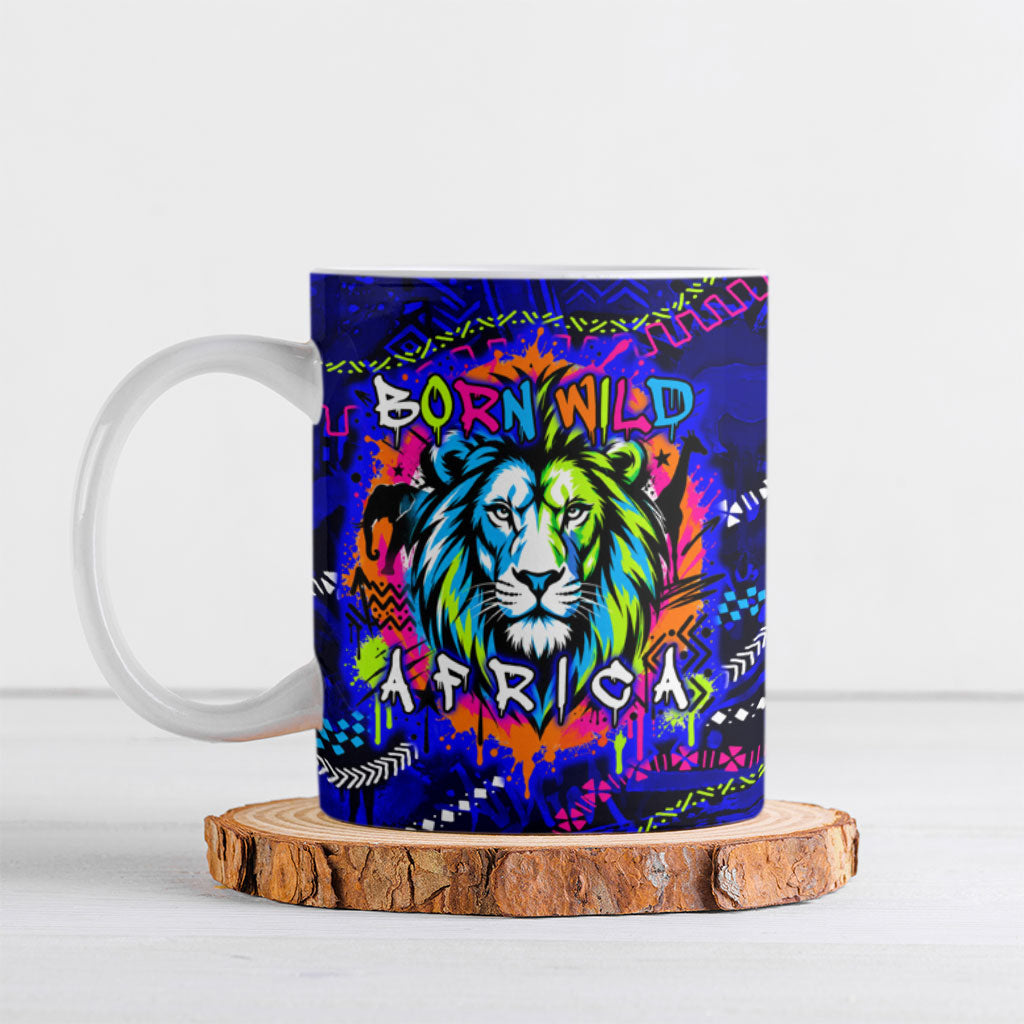 Ceramic File African Wildlife Born Wild Ceramic Mug Colorful Graffiti Street Art ...