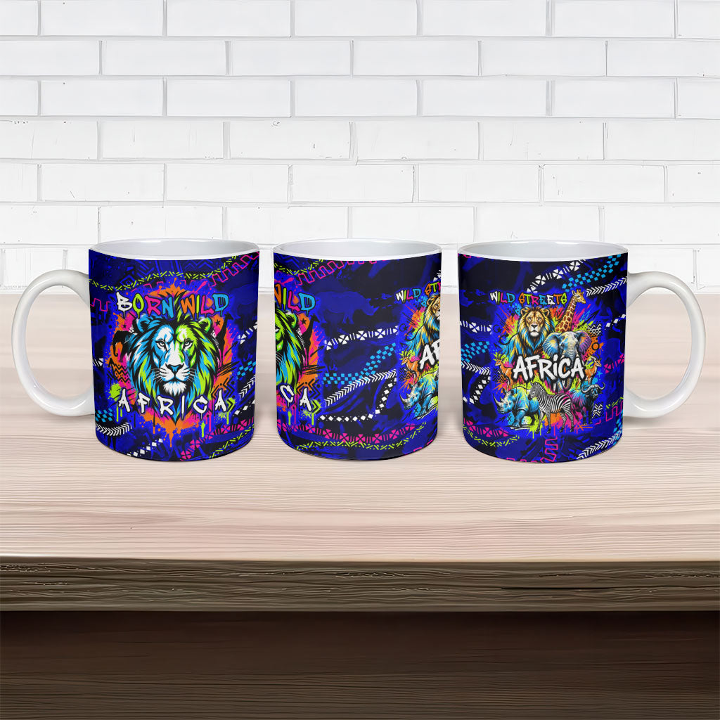 African Wildlife Born Wild Ceramic Mug Colorful Graffiti Street Art ...