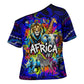 African Wildlife Born Wild Cross Shoulder Shirt Colorful Graffiti Street Art - Tribal Safari Lion Elephant