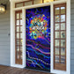 African Wildlife Born Wild Door Cover Colorful Graffiti Street Art - Tribal Safari Lion Elephant