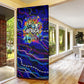 African Wildlife Born Wild Door Cover Colorful Graffiti Street Art - Tribal Safari Lion Elephant