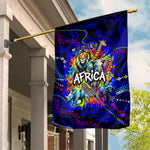 African Wildlife Born Wild Garden Flag Colorful Graffiti Street Art - Tribal Safari Lion Elephant
