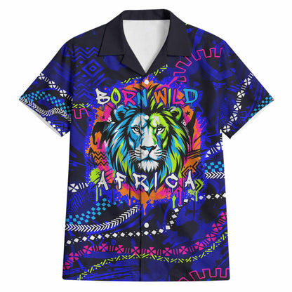 African Wildlife Born Wild Hawaiian Shirt Colorful Graffiti Street Art - Tribal Safari Lion Elephant