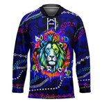 African Wildlife Born Wild Hockey Jersey Colorful Graffiti Street Art - Tribal Safari Lion Elephant