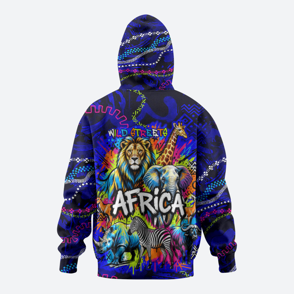 African Wildlife Born Wild Hoodie Colorful Graffiti Street Art - Tribal ...