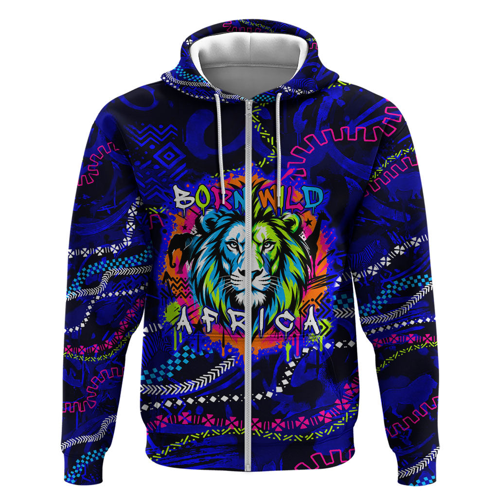 African Wildlife Born Wild Hoodie Colorful Graffiti Street Art - Tribal ...