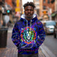 African Wildlife Born Wild Hoodie Colorful Graffiti Street Art - Tribal Safari Lion Elephant