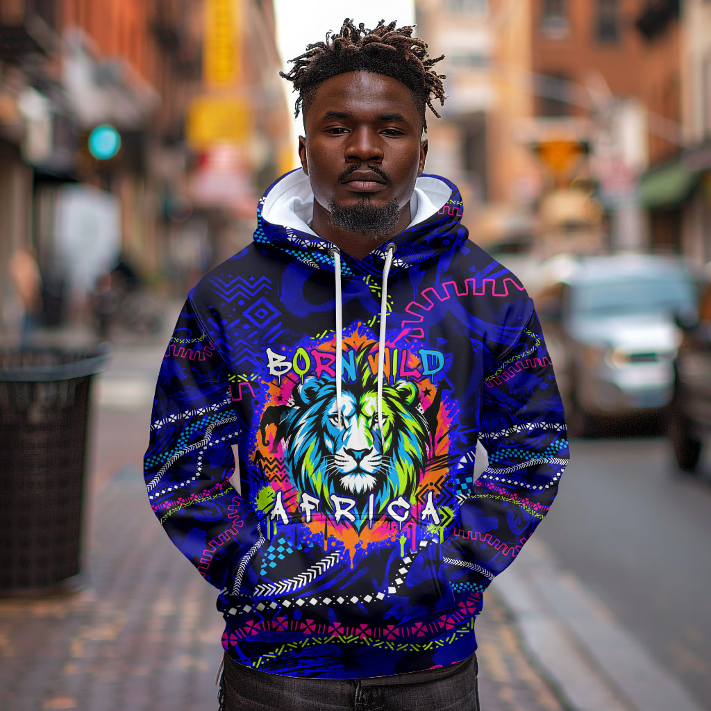 African Wildlife Born Wild Hoodie Colorful Graffiti Street Art - Tribal ...