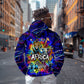 African Wildlife Born Wild Hoodie Colorful Graffiti Street Art - Tribal Safari Lion Elephant