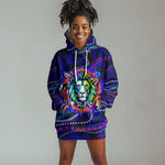 African Wildlife Born Wild Hoodie Dress Colorful Graffiti Street Art - Tribal Safari Lion Elephant