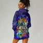 African Wildlife Born Wild Hoodie Dress Colorful Graffiti Street Art - Tribal Safari Lion Elephant